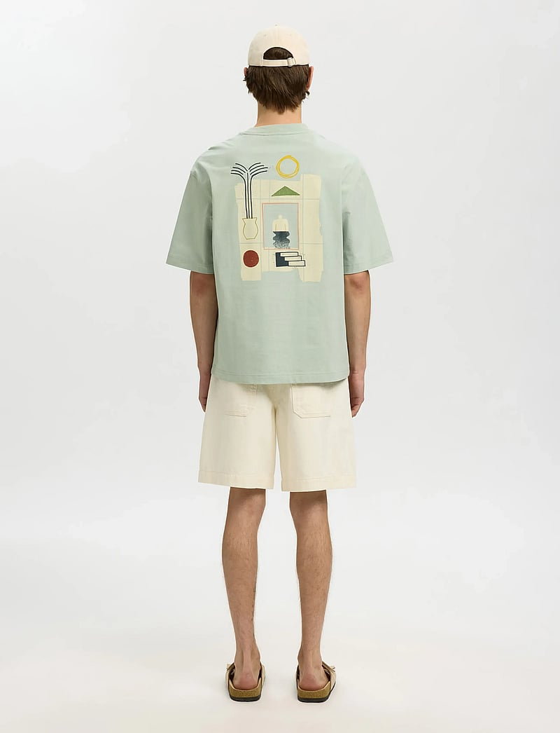Selected - SLHRELAXNORMAN LICENSE SS TEE - kortærmede t-shirts - aqua gray - 3