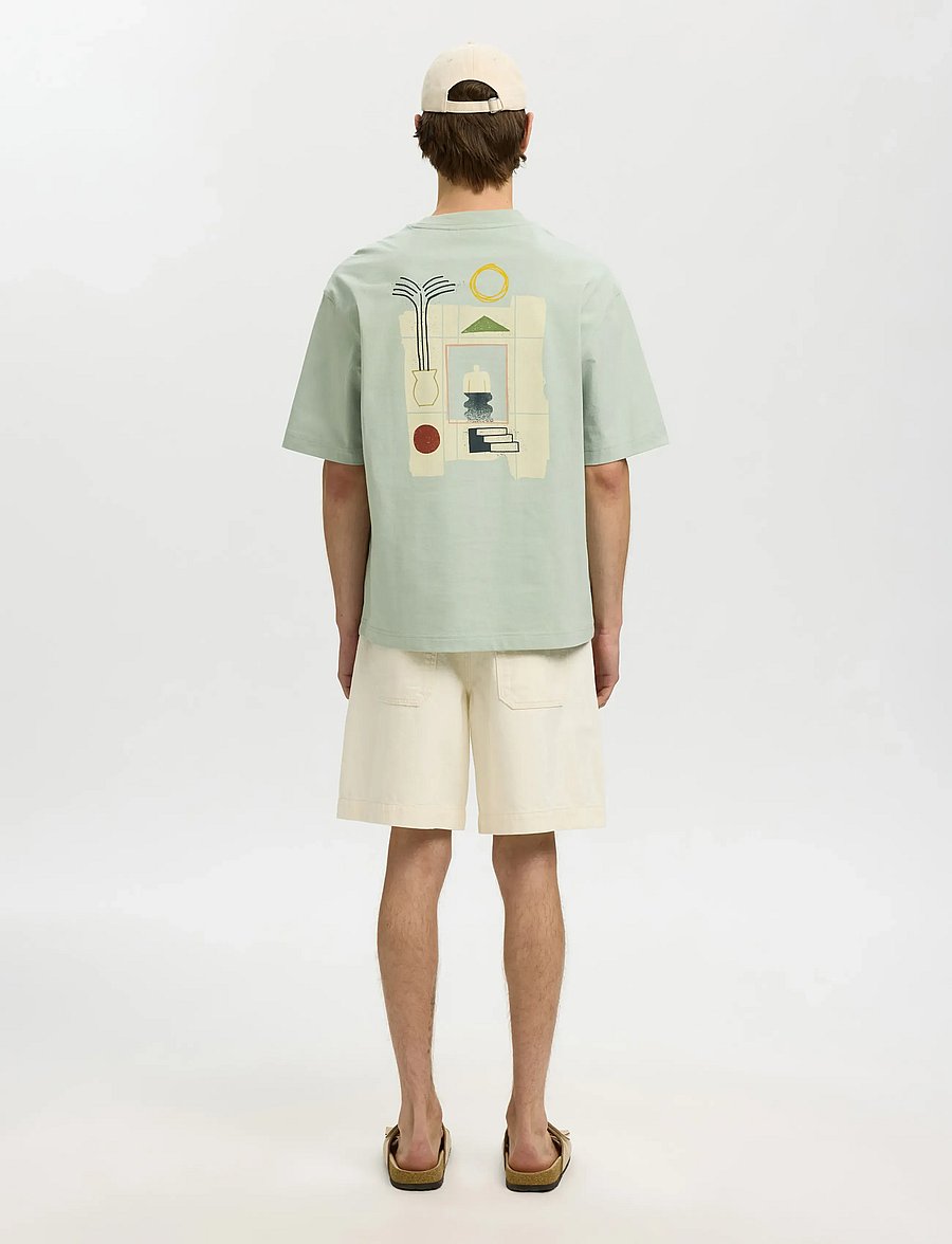 Selected - SLHRELAXNORMAN LICENSE SS TEE - kortærmede t-shirts - aqua gray - 3