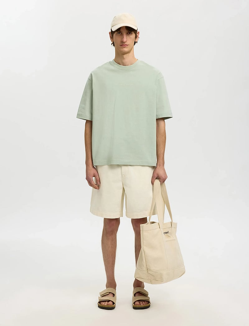 Selected - SLHRELAXNORMAN LICENSE SS TEE - kortærmede t-shirts - aqua gray - 4