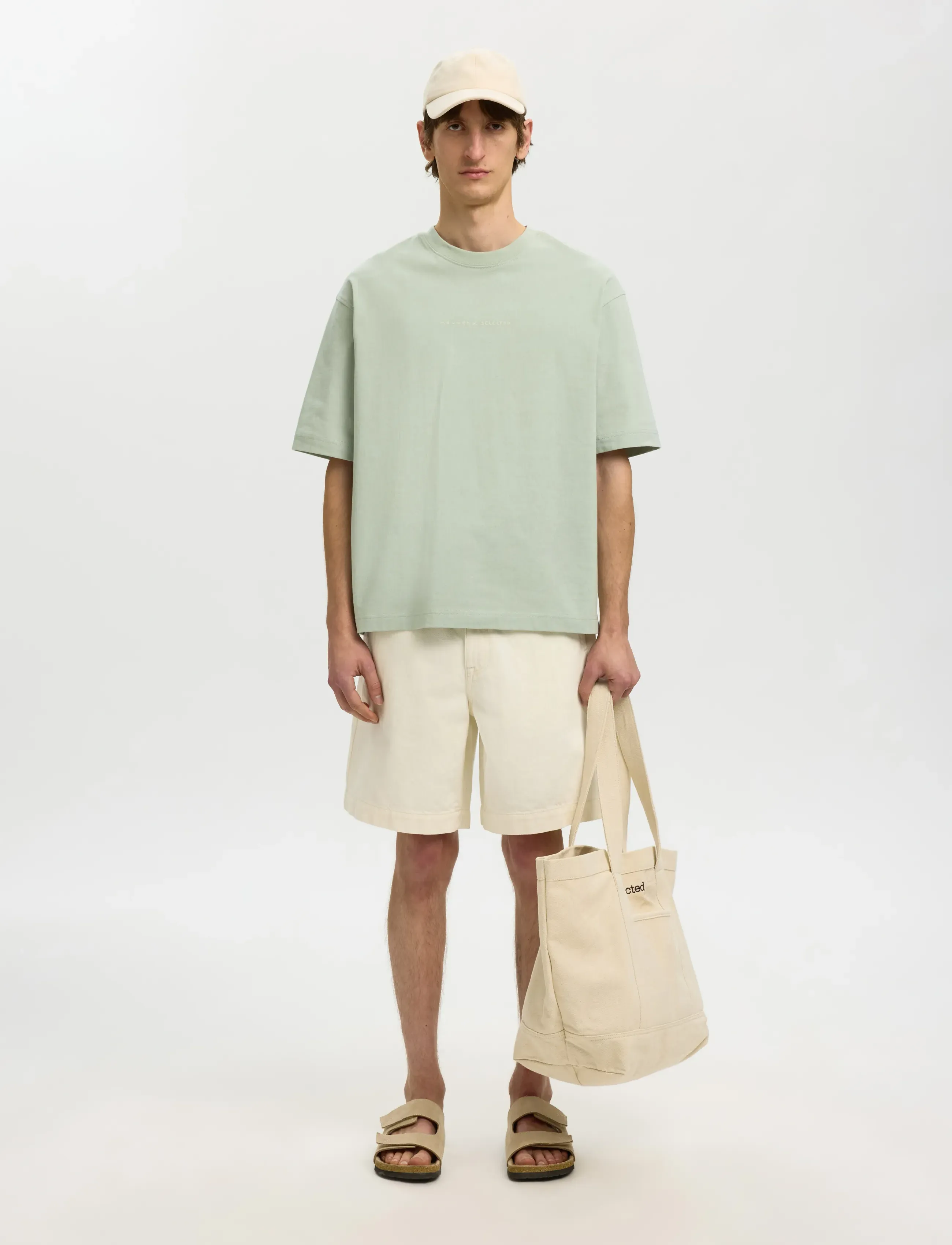 Selected - SLHRELAXNORMAN LICENSE SS TEE - kortærmede t-shirts - aqua gray - 4