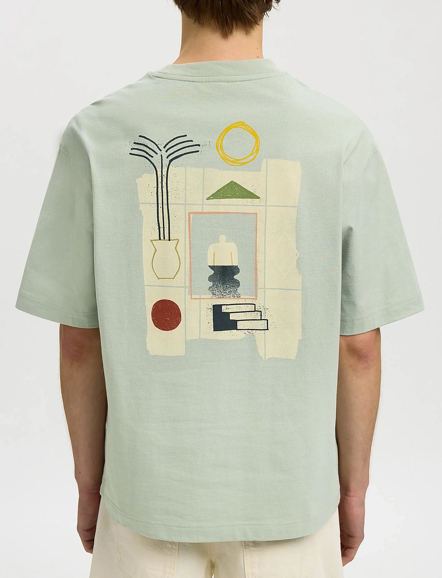 Selected - SLHRELAXNORMAN LICENSE SS TEE - kortærmede t-shirts - aqua gray - 5