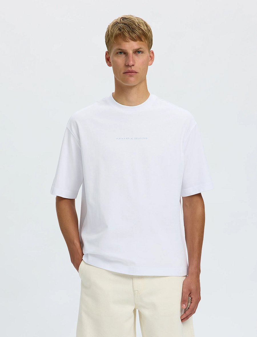 Selected - SLHRELAXNORMAN LICENSE SS TEE - kortærmede t-shirts - bright white - 0