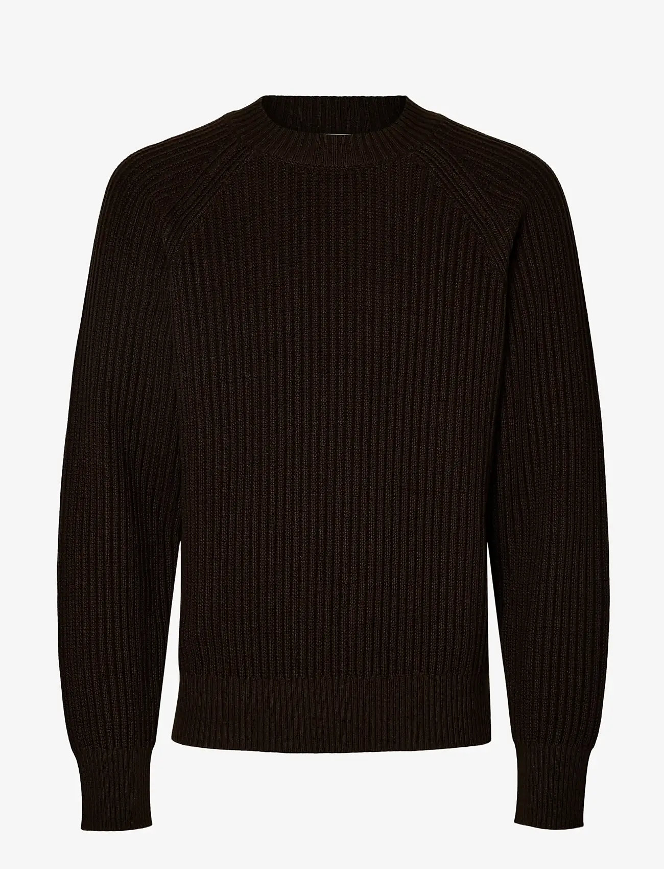 Selected - SLHSTORV LS KNIT BOXY CREW NECK - rund hals - chocolate torte - 0