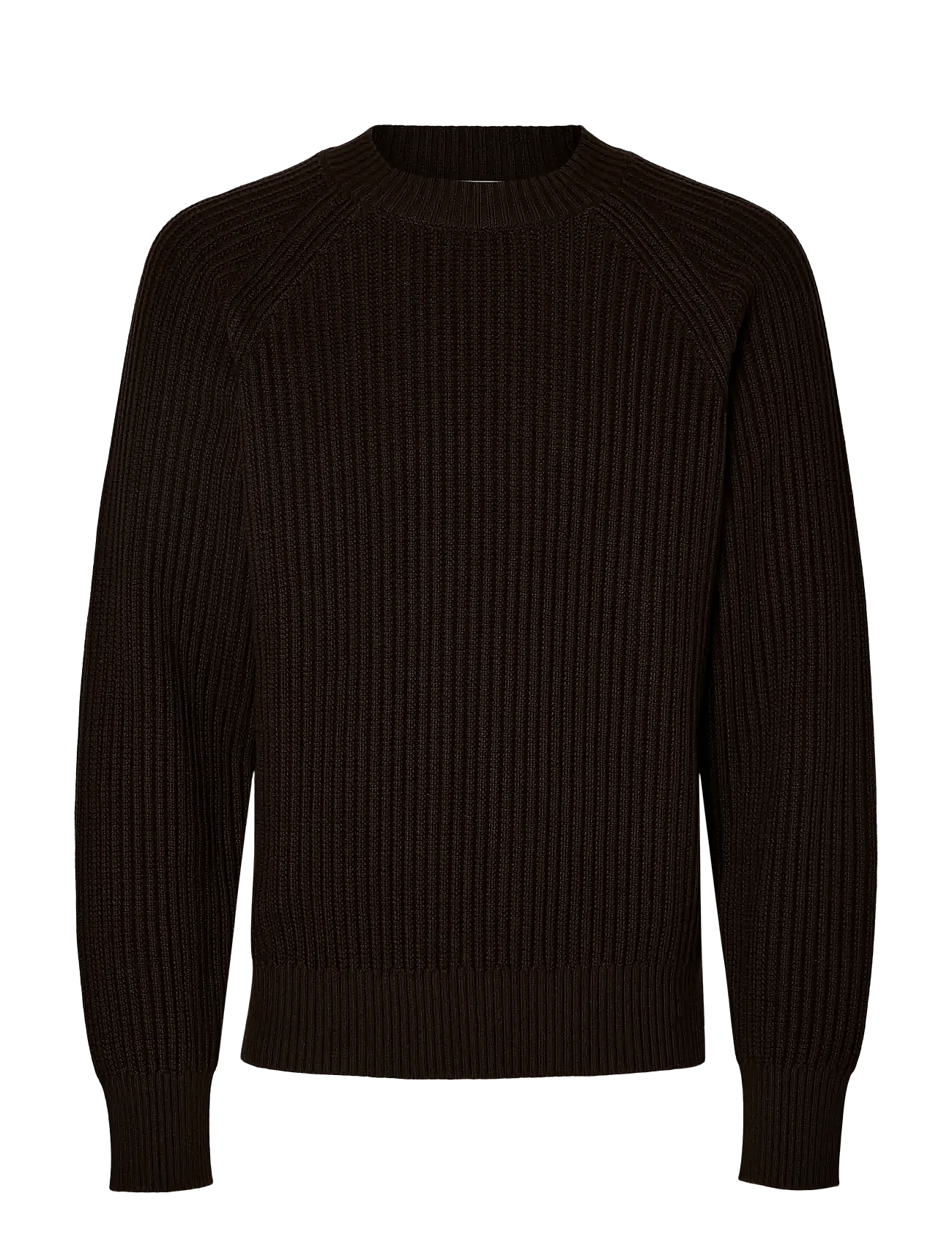 SLHSTORV LS KNIT BOXY CREW NECK - CHOCOLATE TORTE