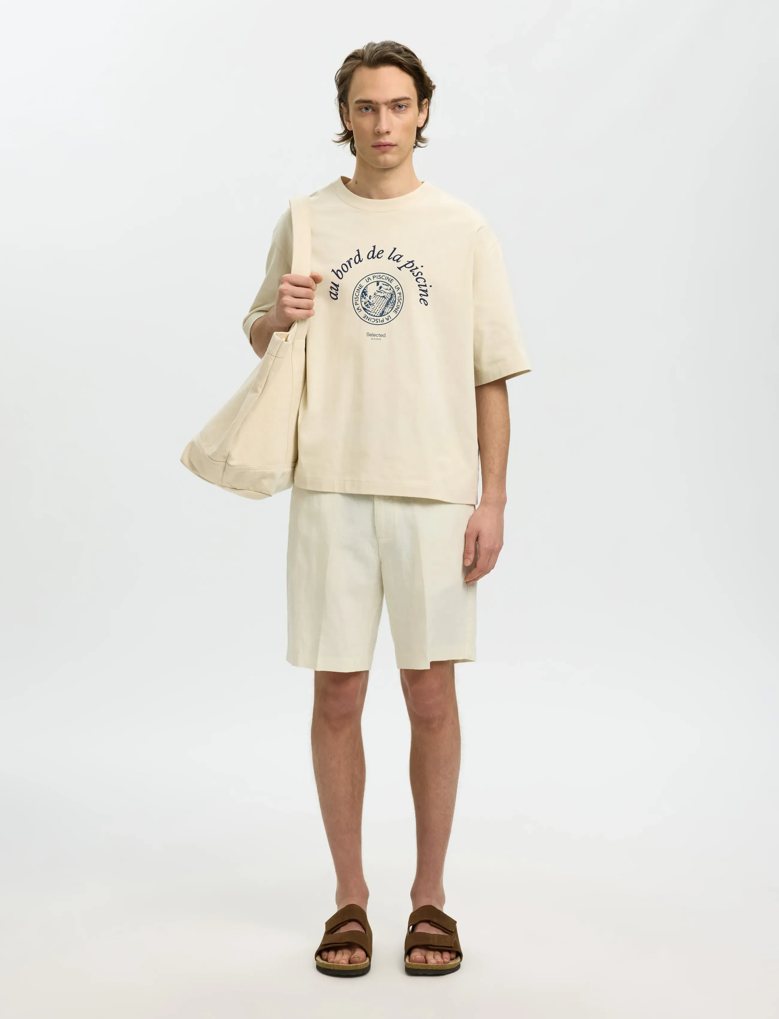 Selected - SLHBOXYNORMAN GRAPHIC SS O-NECK TEE - kortærmede t-shirts - birch - 3