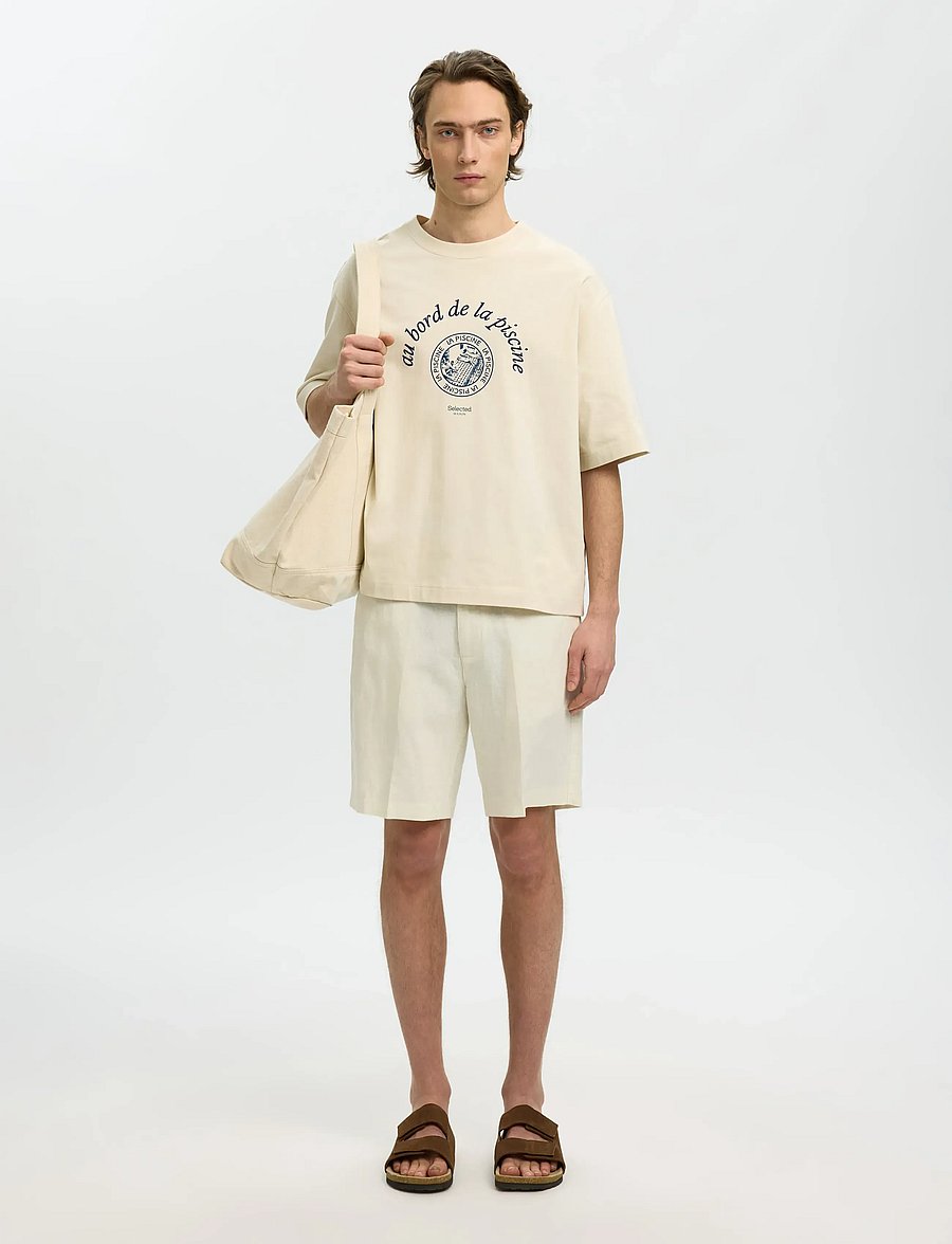 Selected - SLHBOXYNORMAN GRAPHIC SS O-NECK TEE - kurzärmelig - birch - 3