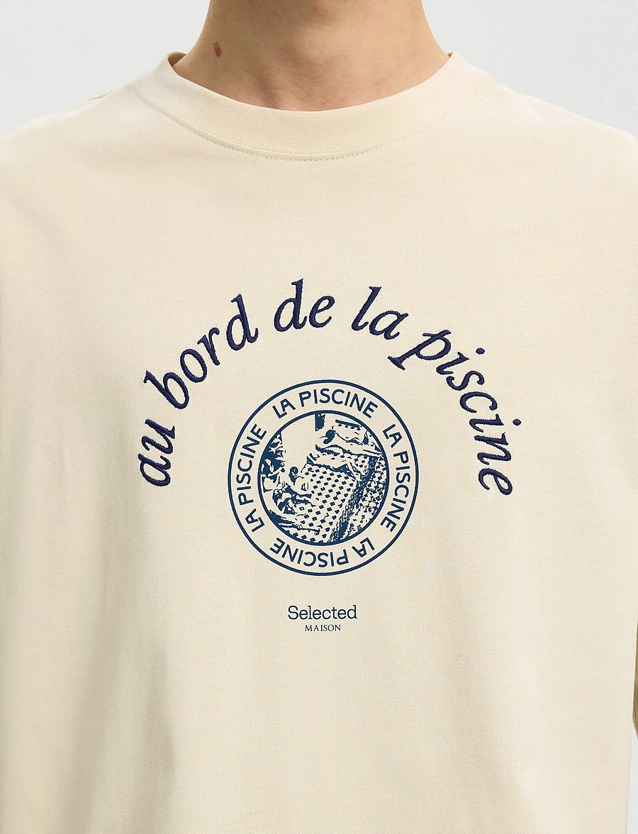 Selected - SLHBOXYNORMAN GRAPHIC SS O-NECK TEE - kurzärmelig - birch - 4