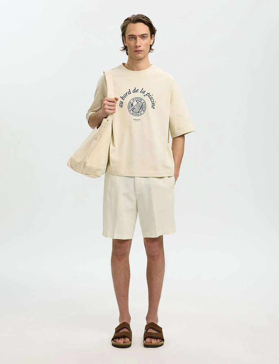 Selected - SLHBOXYNORMAN GRAPHIC SS O-NECK TEE - kurzärmelig - birch - 5