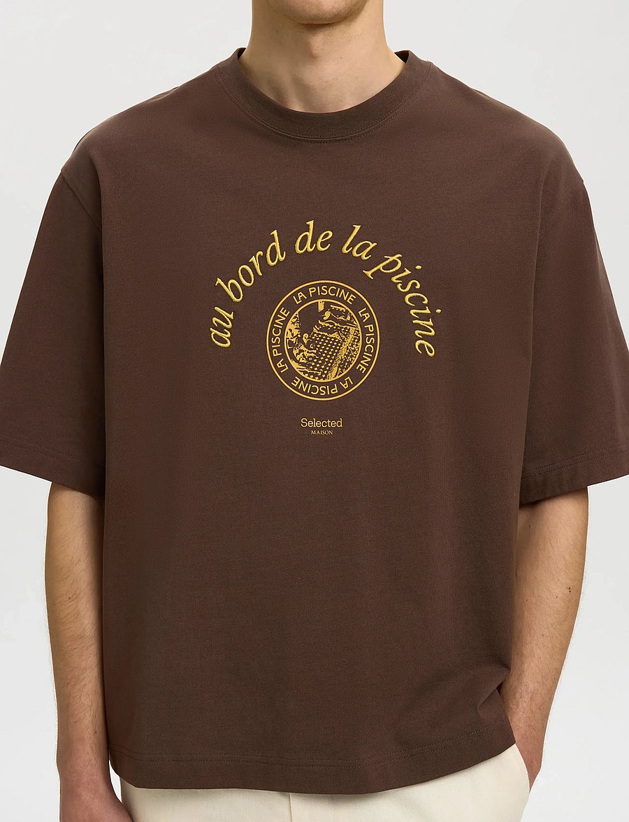 Selected - SLHBOXYNORMAN GRAPHIC SS O-NECK TEE - kurzärmelig - bracken - 4