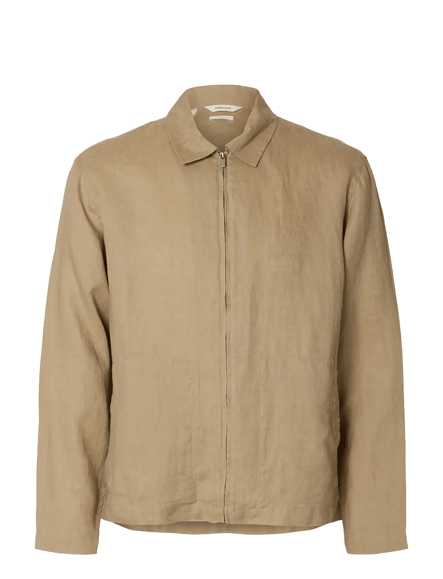 Selected - SLHREGJEREMY LINEN ZIP OVERSHIRT - herbstjacken - savannah tan - 1