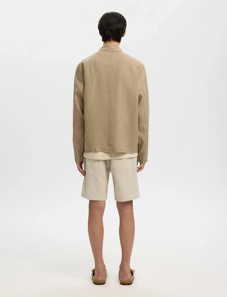 Selected - SLHREGJEREMY LINEN ZIP OVERSHIRT - herbstjacken - savannah tan - 2
