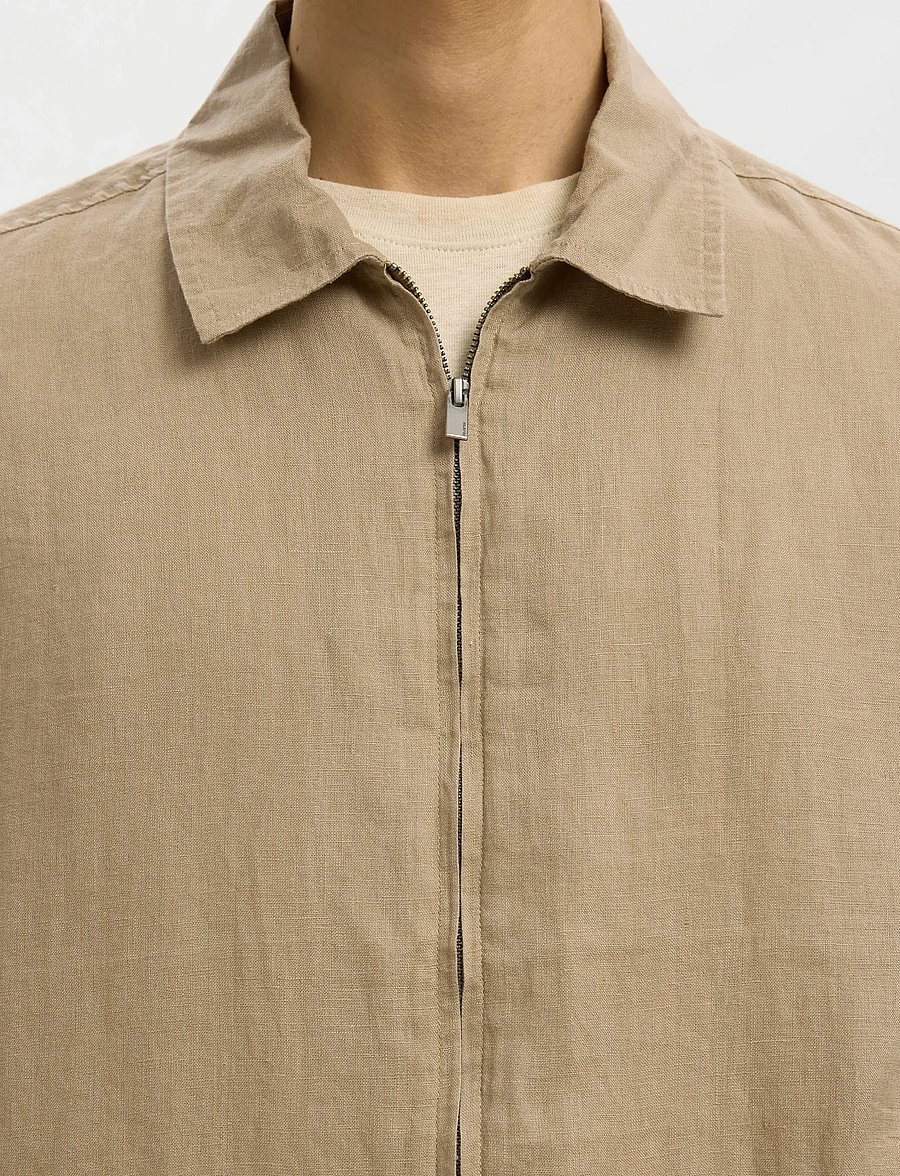 Selected - SLHREGJEREMY LINEN ZIP OVERSHIRT - herbstjacken - savannah tan - 4
