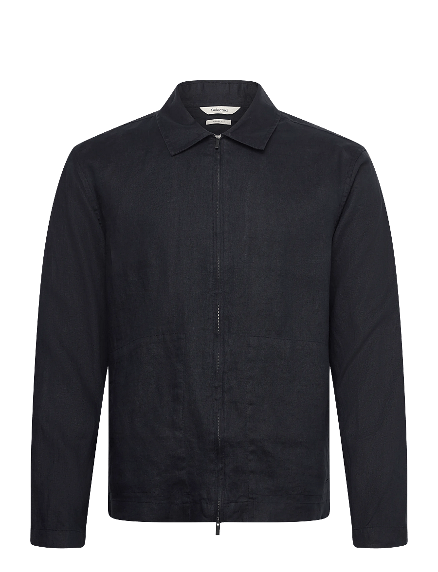 Selected - SLHREGJEREMY LINEN ZIP OVERSHIRT - herbstjacken - sky captain - 1