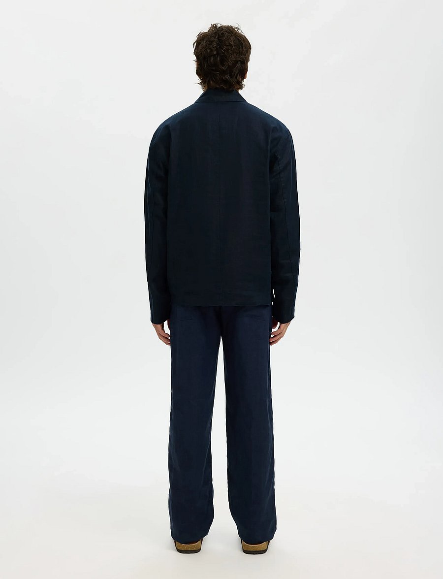 Selected - SLHREGJEREMY LINEN ZIP OVERSHIRT - herbstjacken - sky captain - 3