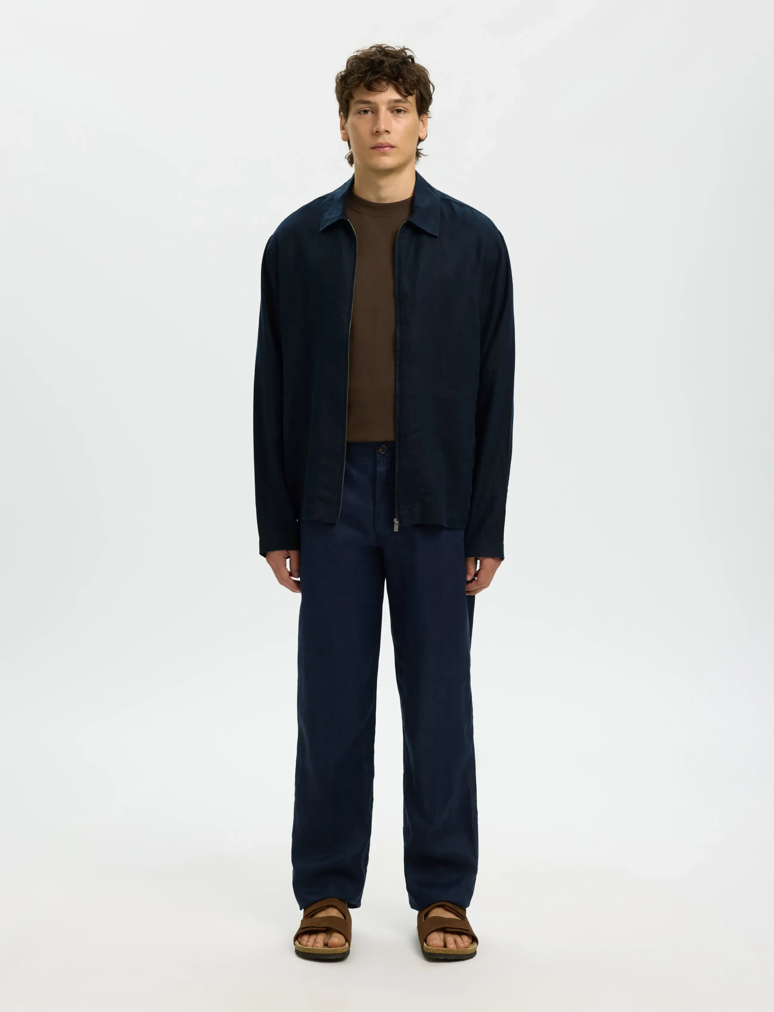 Selected - SLHREGJEREMY LINEN ZIP OVERSHIRT - lentejassen - sky captain - 4