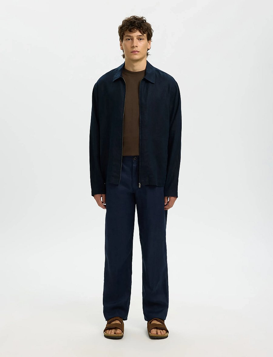 Selected - SLHREGJEREMY LINEN ZIP OVERSHIRT - herbstjacken - sky captain - 4