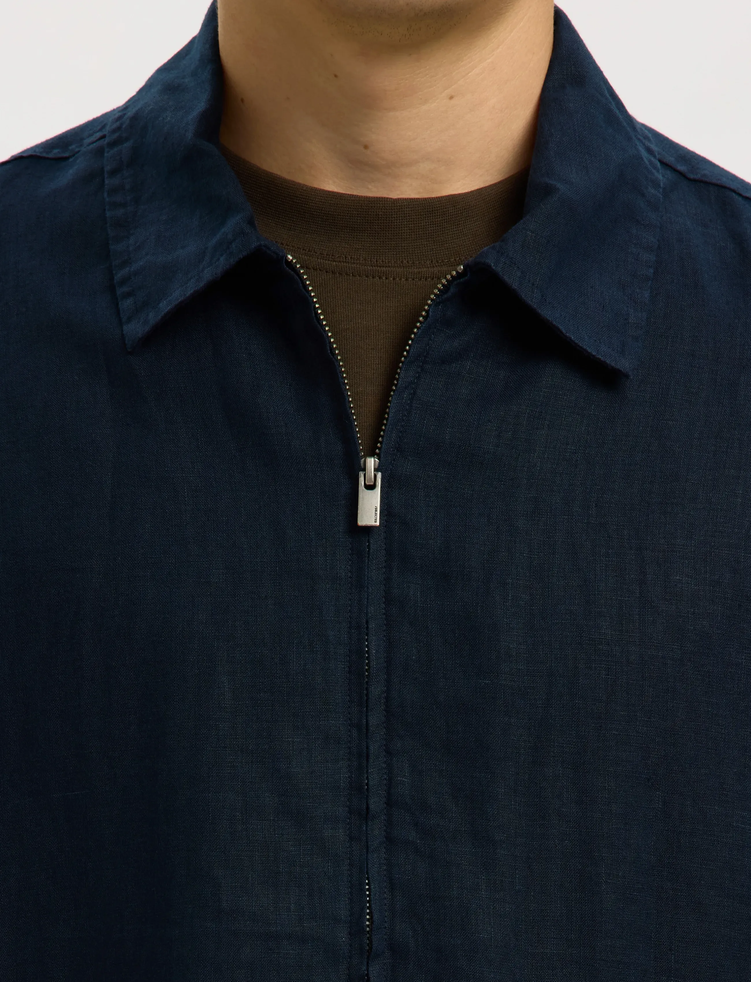 Selected - SLHREGJEREMY LINEN ZIP OVERSHIRT - lentejassen - sky captain - 5