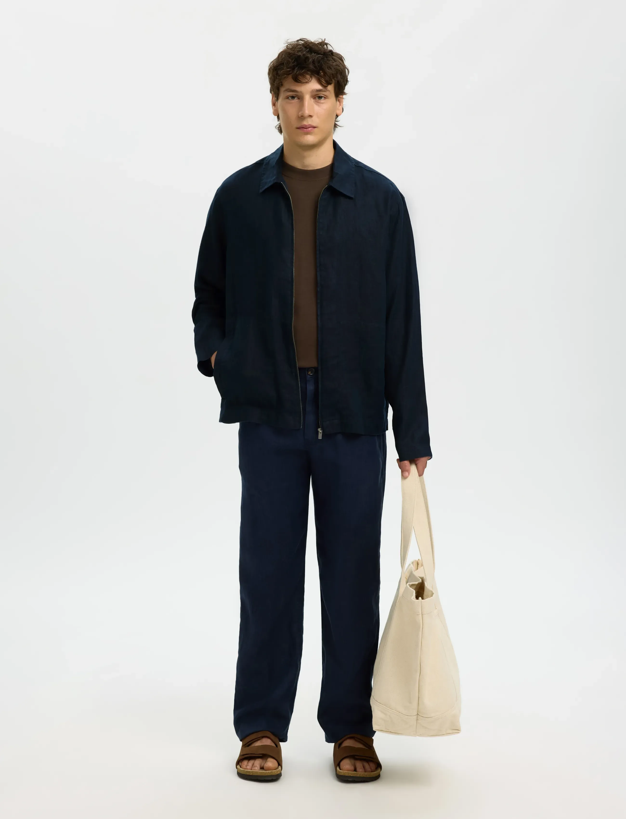 SELECTED Slhregjeremy Linen Zip Overshirt overshirts herr – bild 5