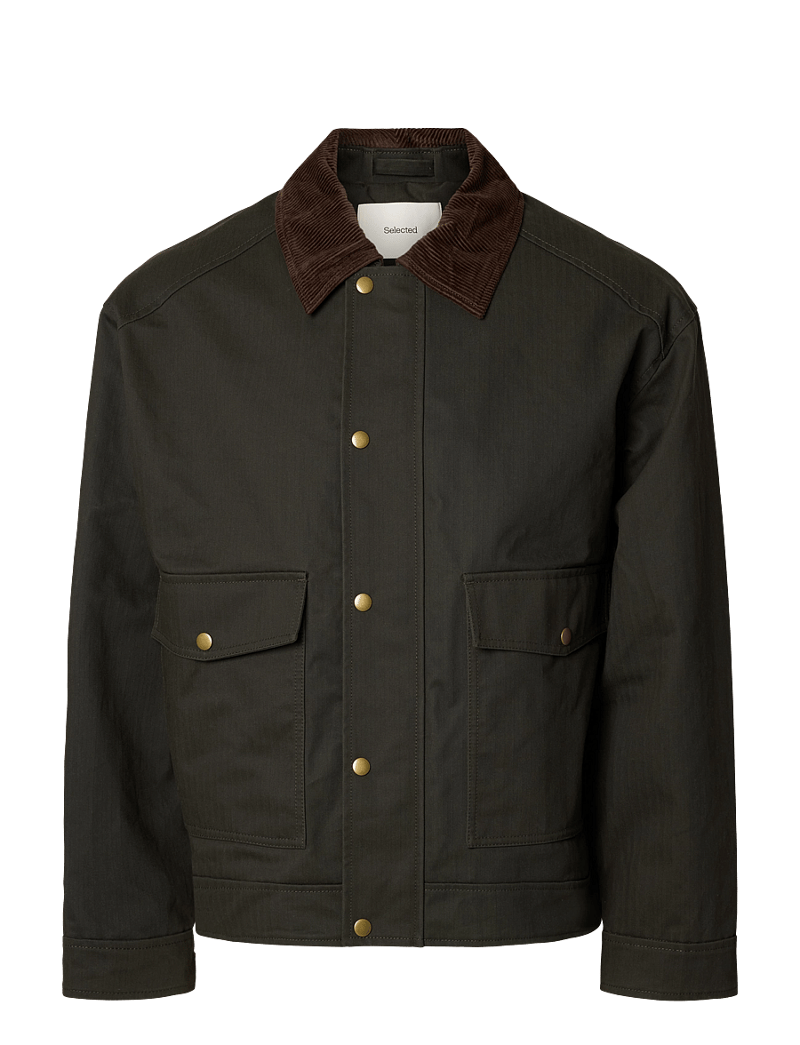 Selected - SLMMONTANA WAXED COTTON JKT #S - frühlingsjacken - peat - 1