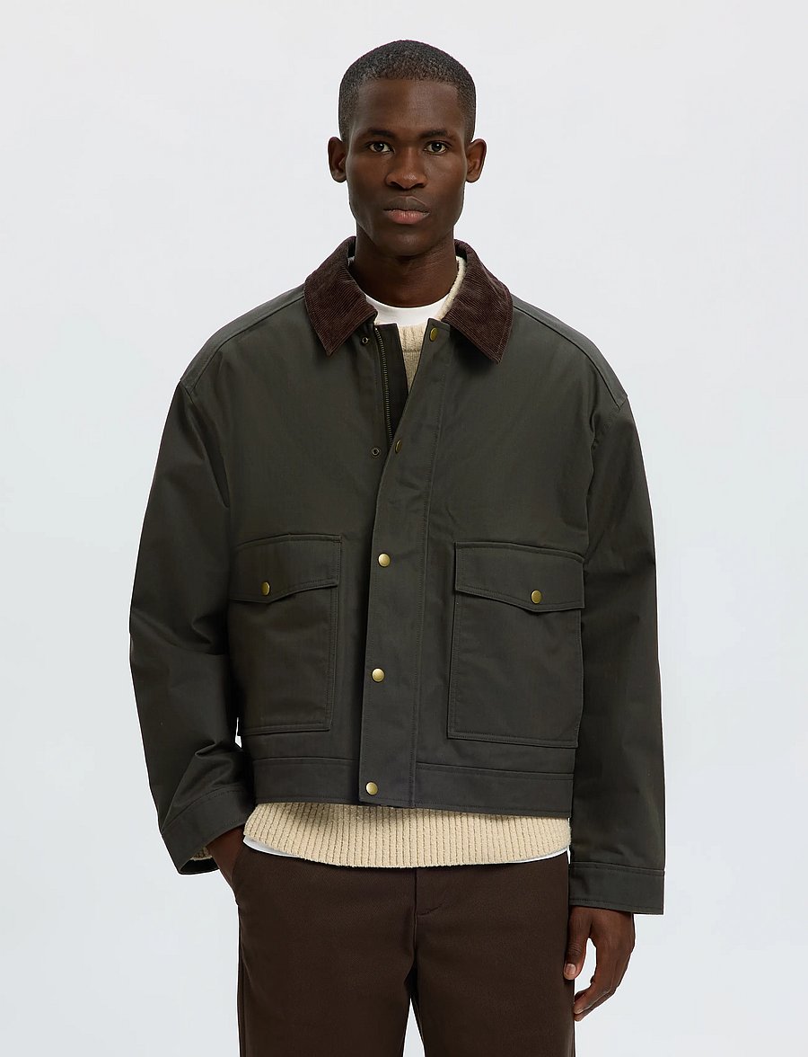 Selected - SLMMONTANA WAXED COTTON JKT #S - frühlingsjacken - peat - 0