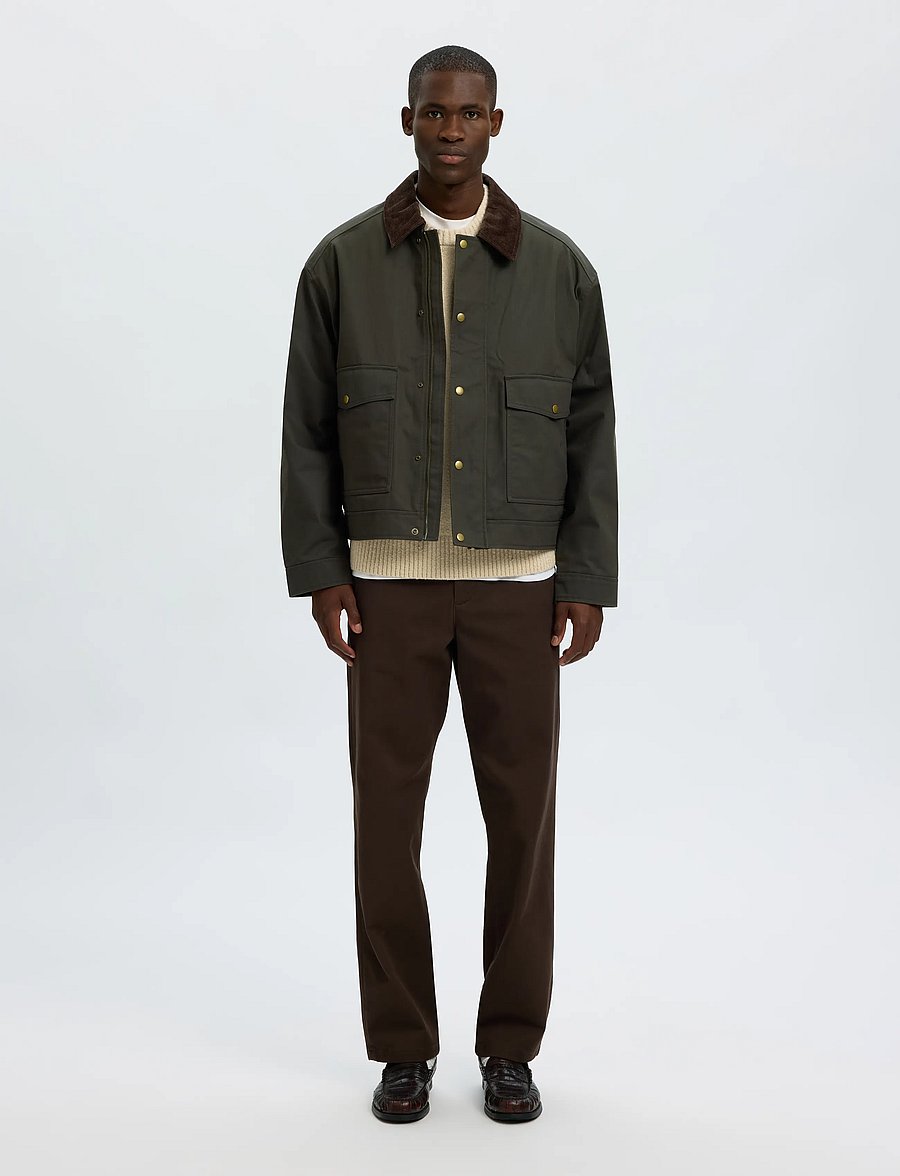 Selected - SLMMONTANA WAXED COTTON JKT #S - frühlingsjacken - peat - 3