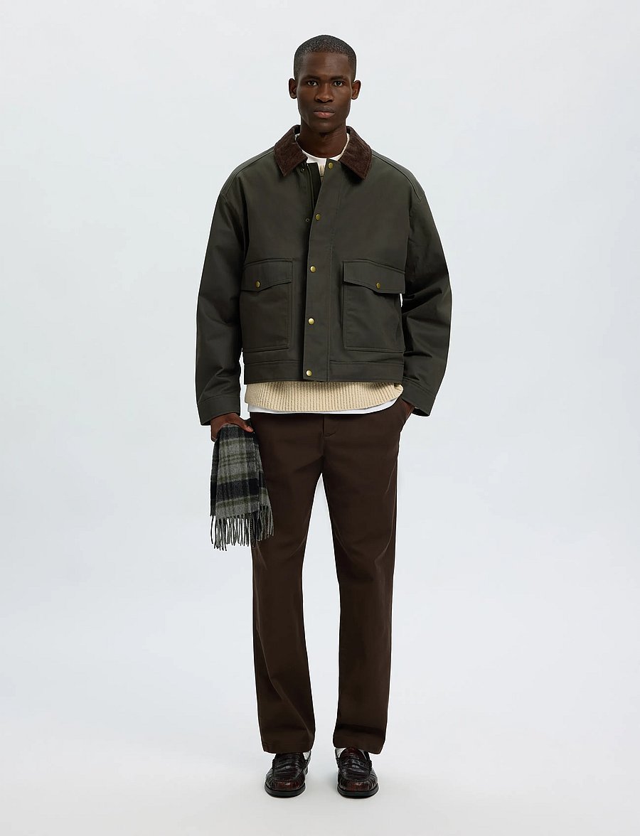 Selected - SLMMONTANA WAXED COTTON JKT #S - frühlingsjacken - peat - 5