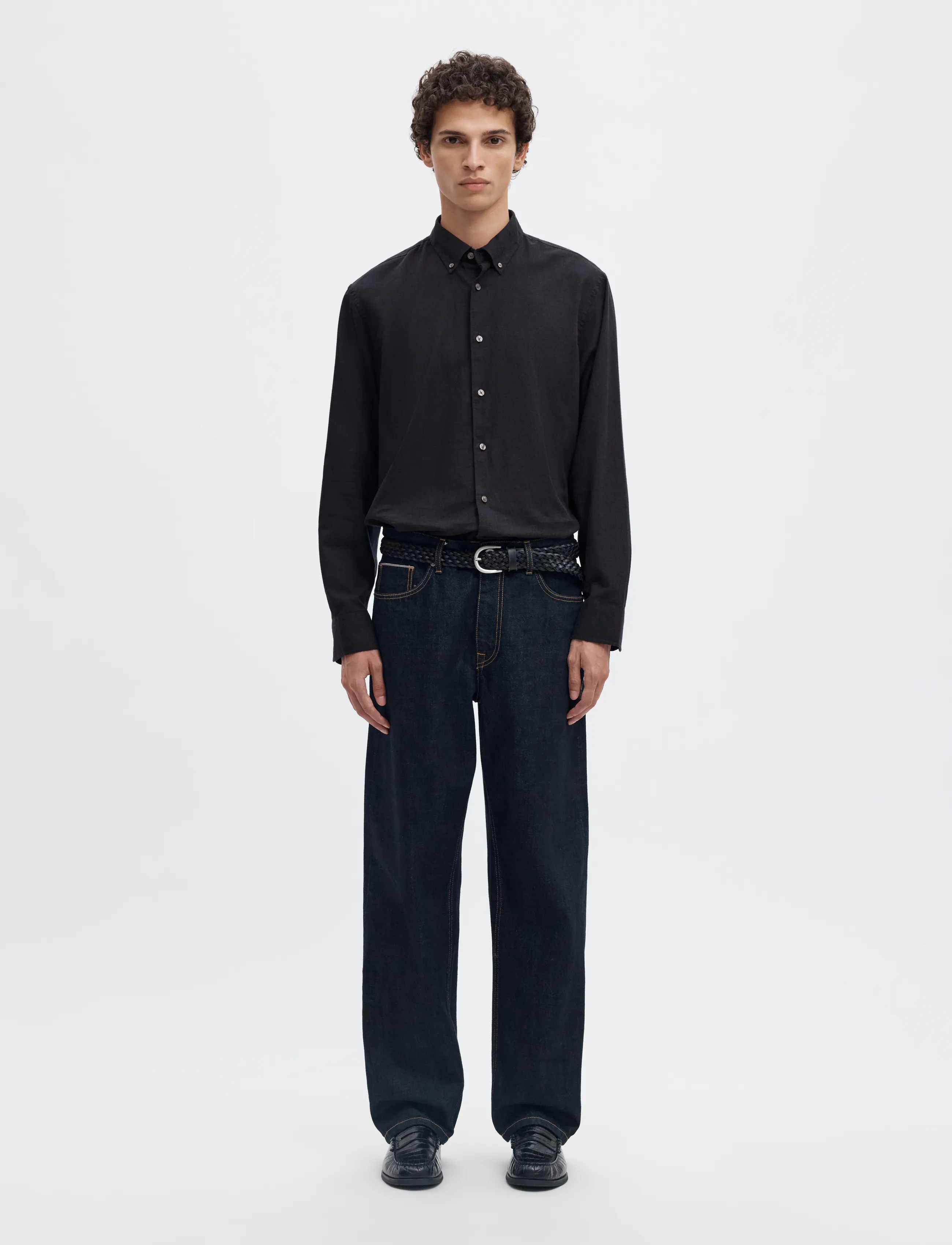 Selected - SLMREGCOLE JAY MELANGE LS SHIRT NOOS - krekli ar rakstu - black - 3
