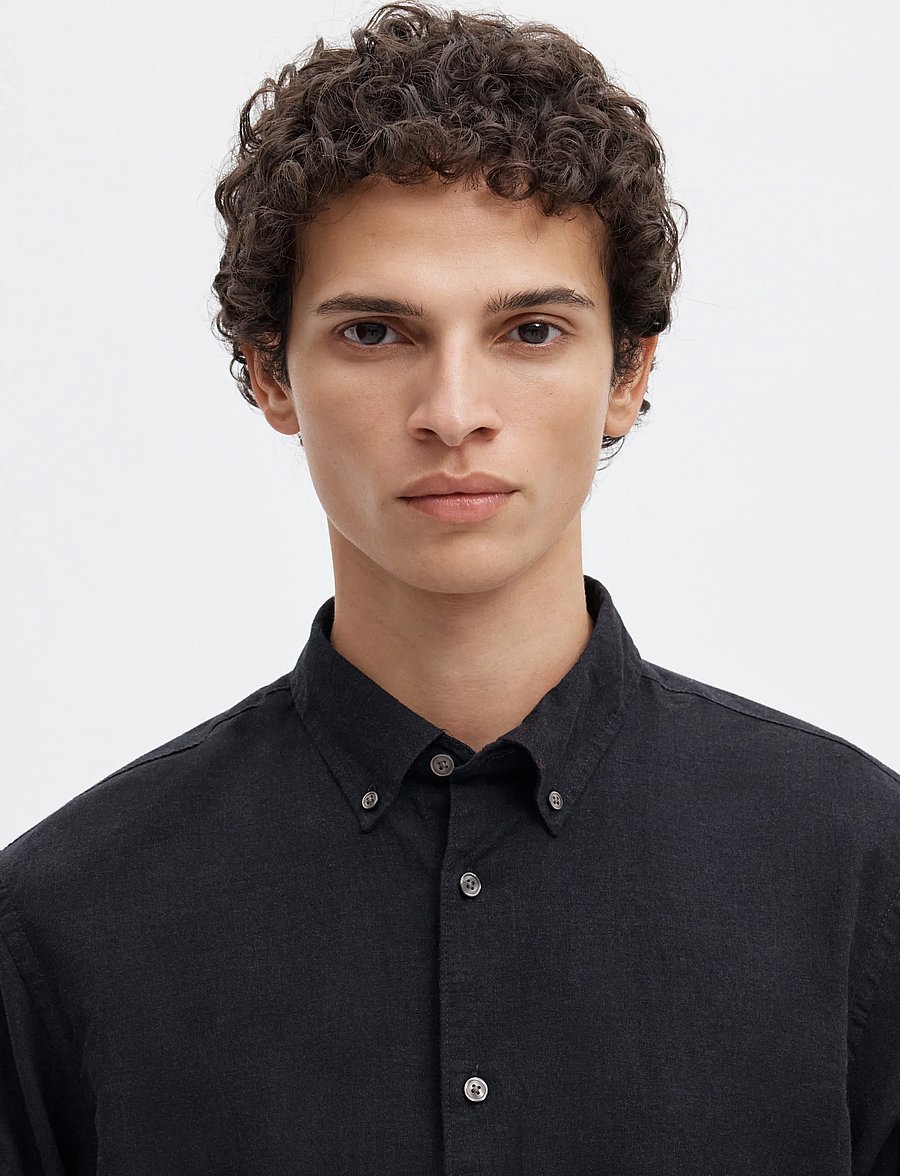 Selected - SLMREGCOLE JAY MELANGE LS SHIRT NOOS - krekli ar rakstu - black - 4