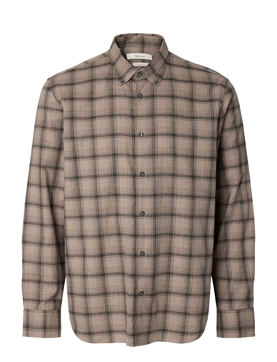 Selected - SLMREGCOLE JAY MELANGE LS SHIRT NOOS - cornstalk - 1