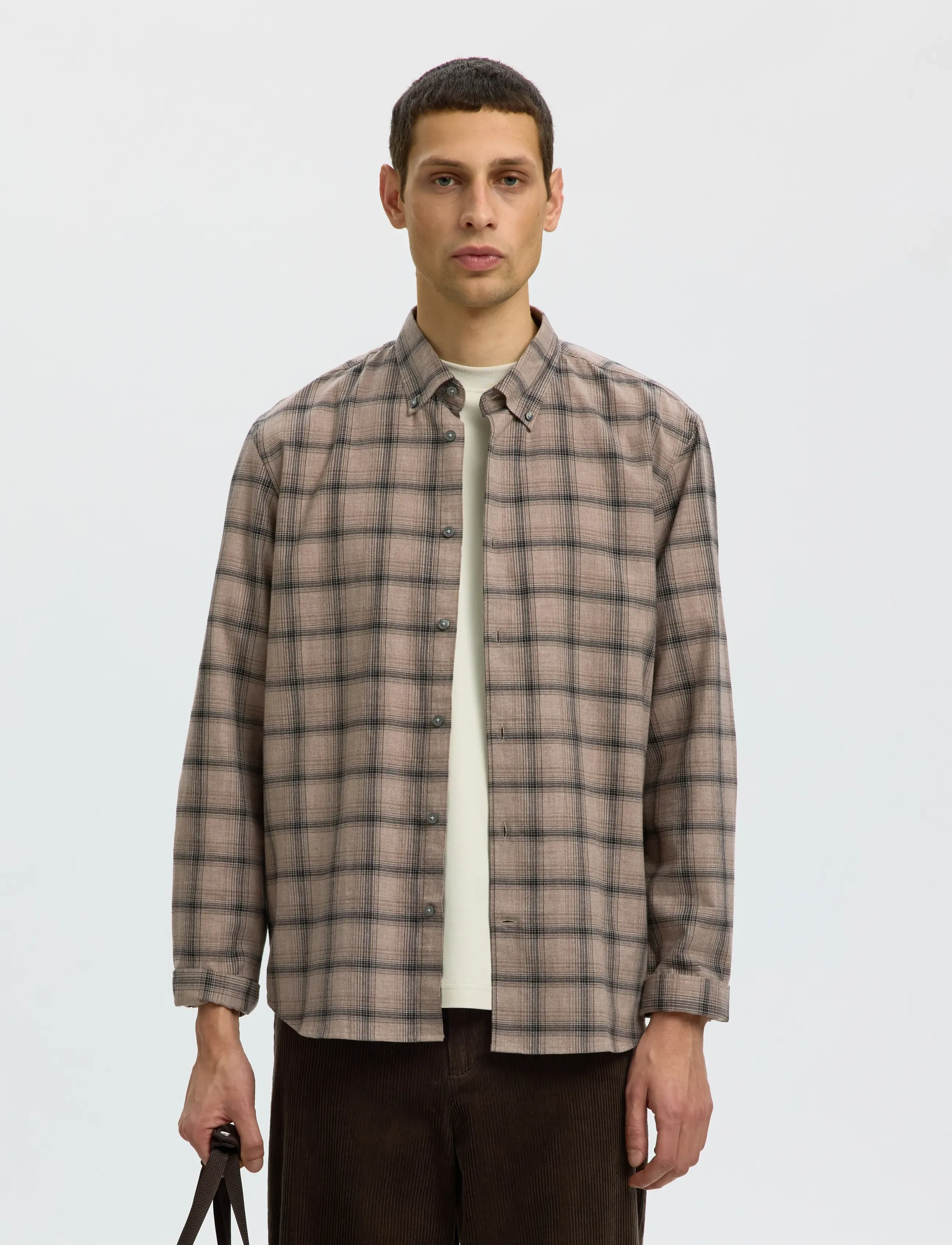 Selected SLMREGCOLE JAY MELANGE LS SHIRT NOOS - Inspiration - CORNSTALK / beige