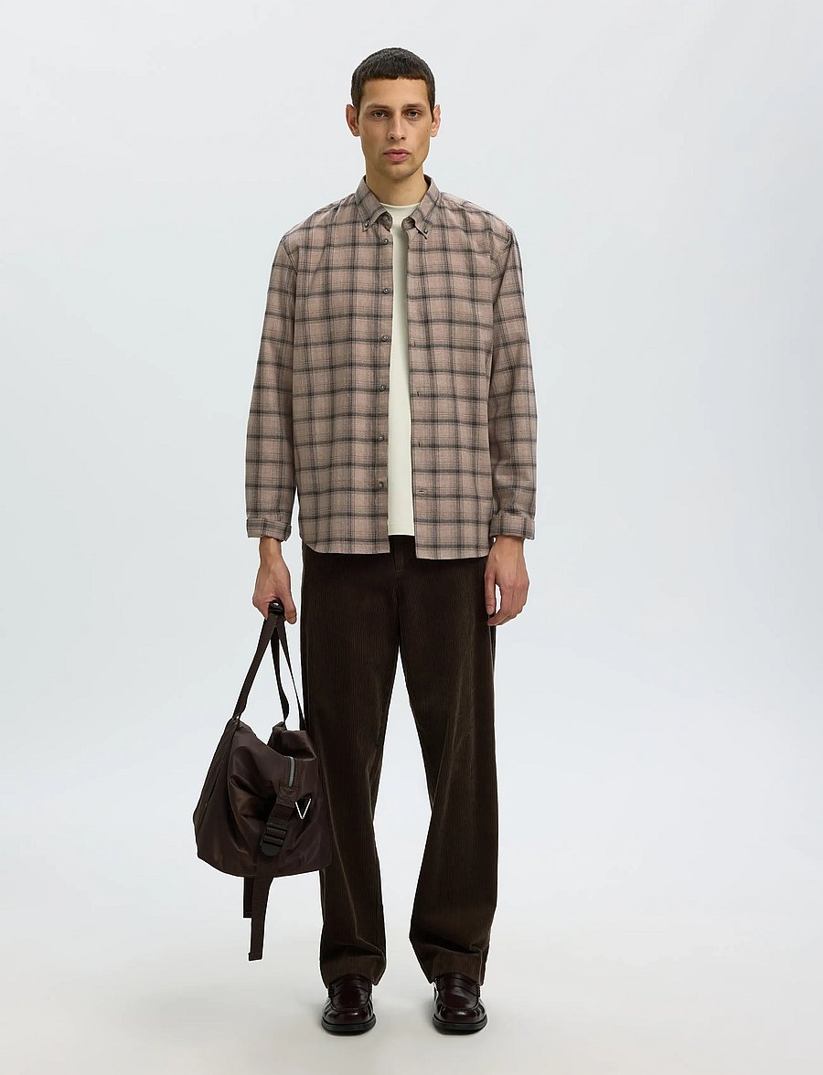 Selected - SLMREGCOLE JAY MELANGE LS SHIRT NOOS - cornstalk - 3