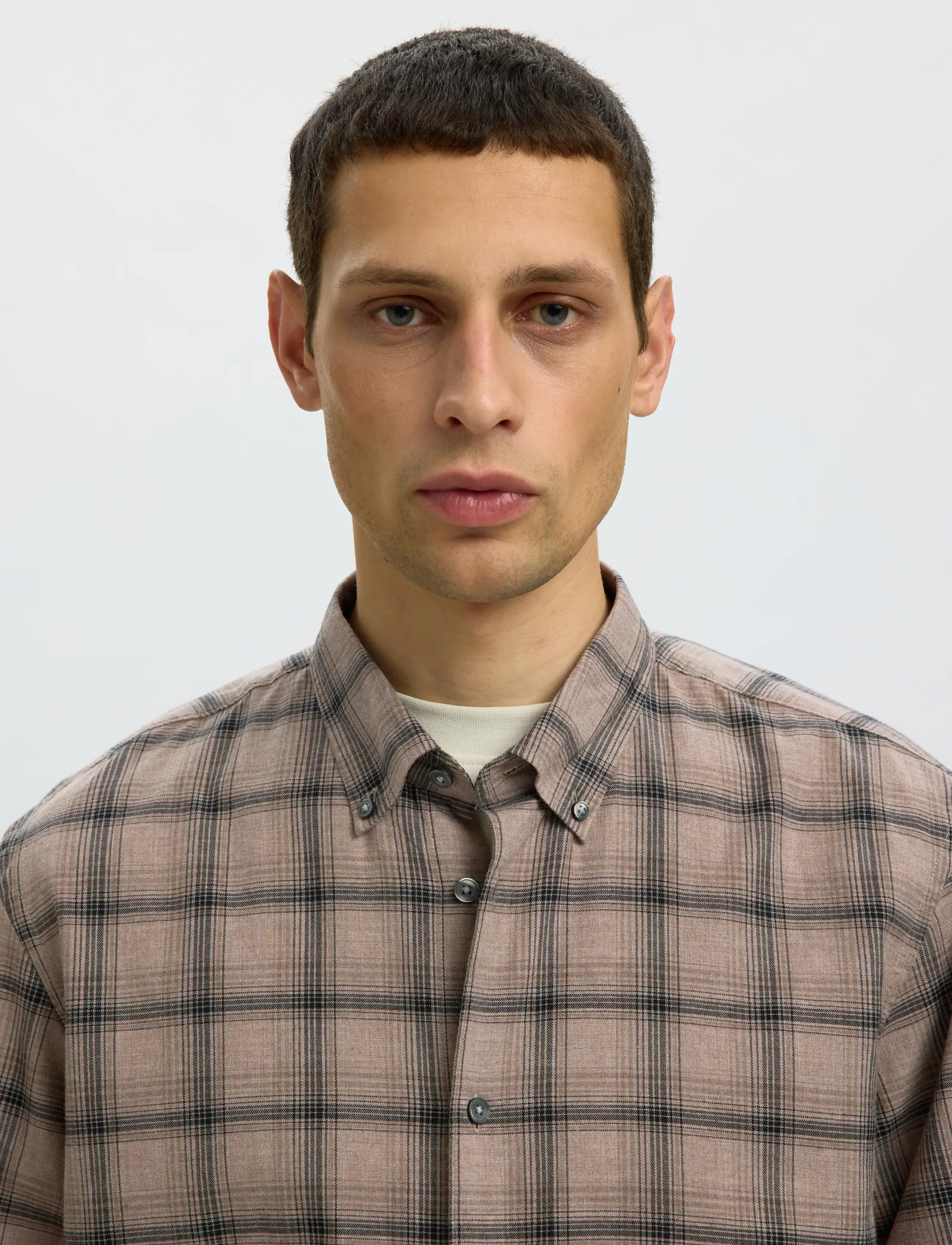 Selected - SLMREGCOLE JAY MELANGE LS SHIRT NOOS - cornstalk - 4
