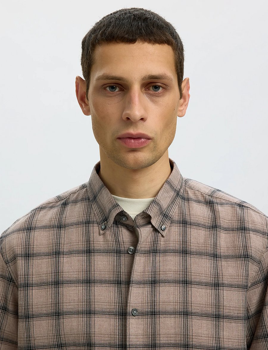 Selected - SLMREGCOLE JAY MELANGE LS SHIRT NOOS - cornstalk - 4