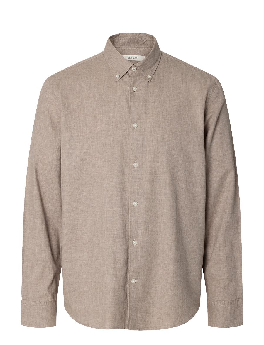 Selected - SLMREGCOLE JAY MELANGE LS SHIRT NOOS - gemusterte hemden - cornstalk - 1