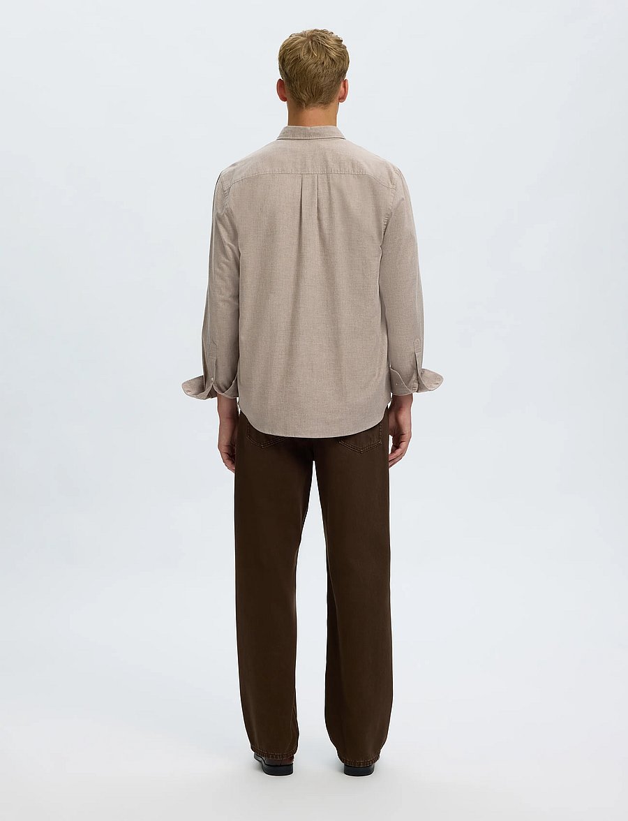 Selected - SLMREGCOLE JAY MELANGE LS SHIRT NOOS - gemusterte hemden - cornstalk - 2