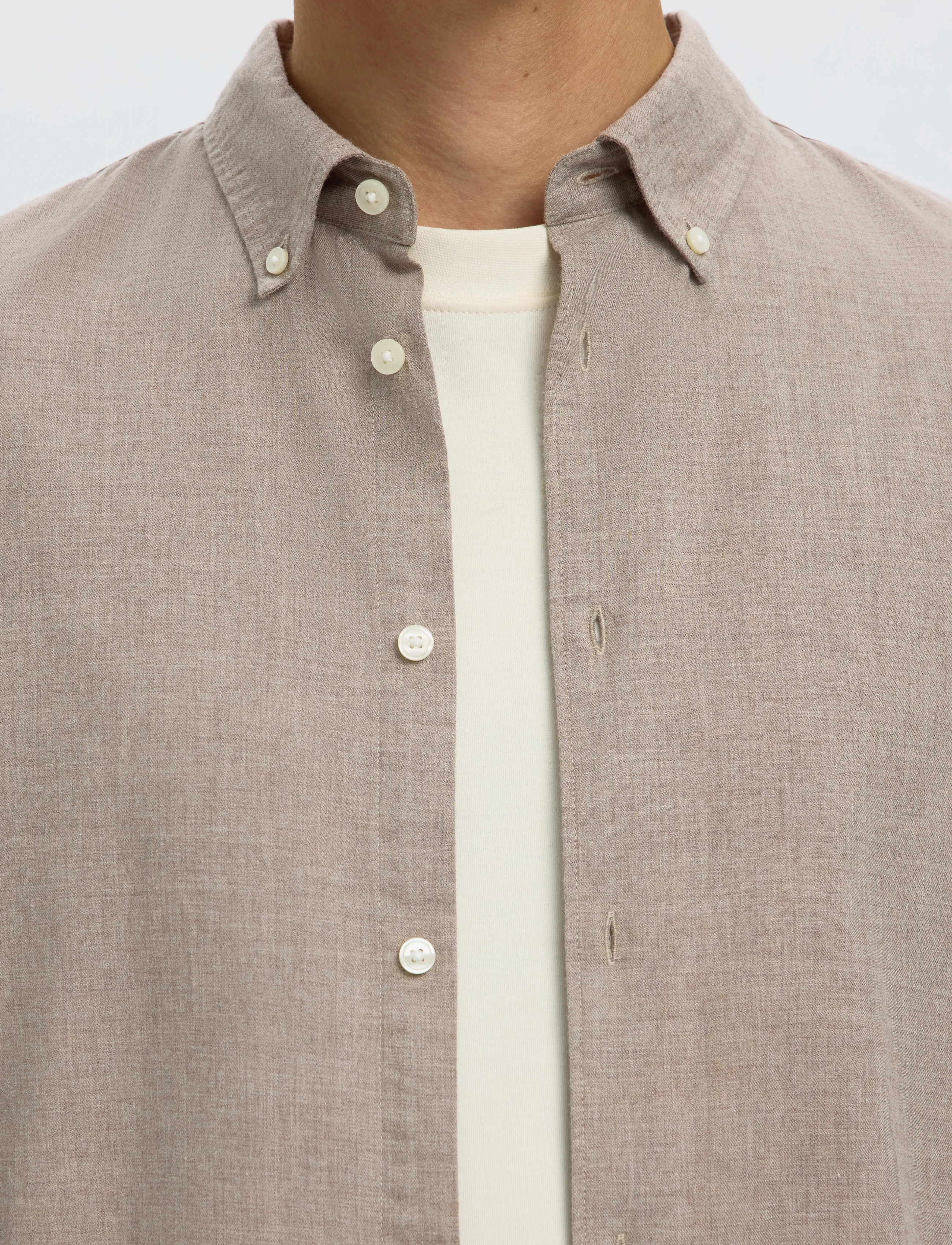Selected - SLMREGCOLE JAY MELANGE LS SHIRT NOOS - pattern shirts - cornstalk - 4