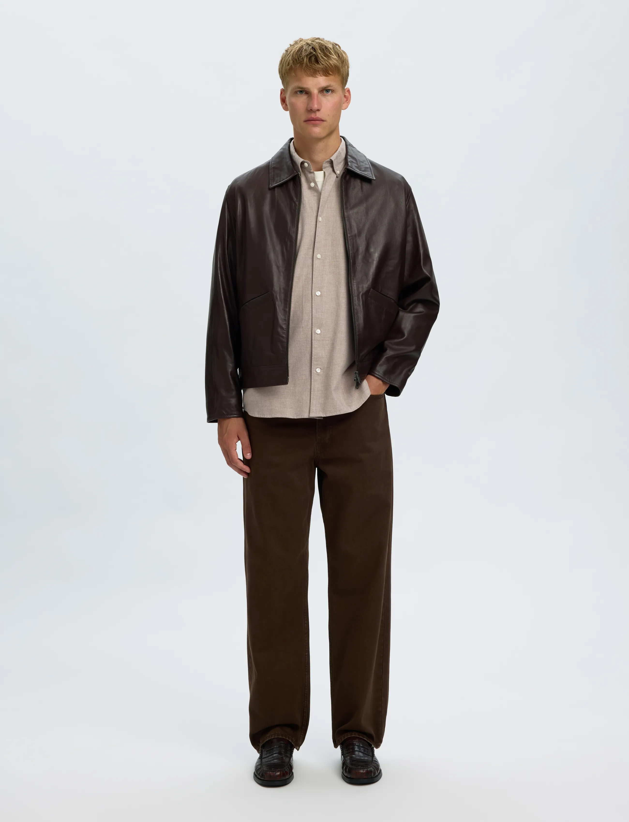 Selected - SLMREGCOLE JAY MELANGE LS SHIRT NOOS - pattern shirts - cornstalk - 5