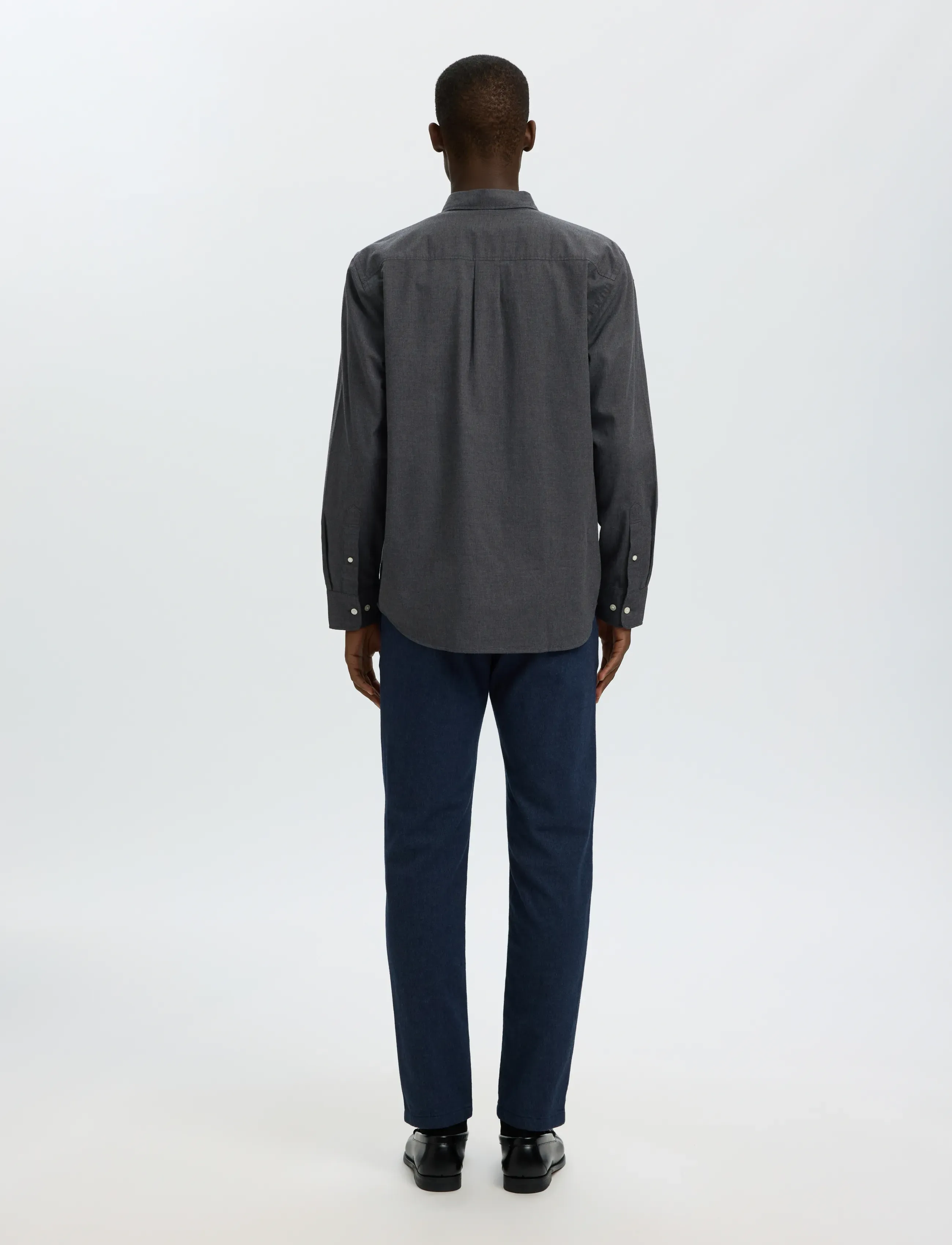 Selected - SLMREGCOLE JAY MELANGE LS SHIRT NOOS - mønstrede skjorter - dark grey melange - 2