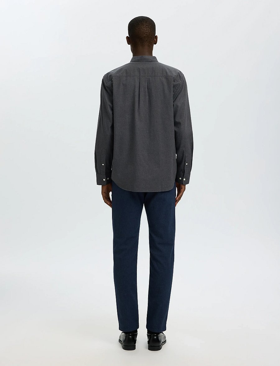 Selected - SLMREGCOLE JAY MELANGE LS SHIRT NOOS - mønstrede skjorter - dark grey melange - 2