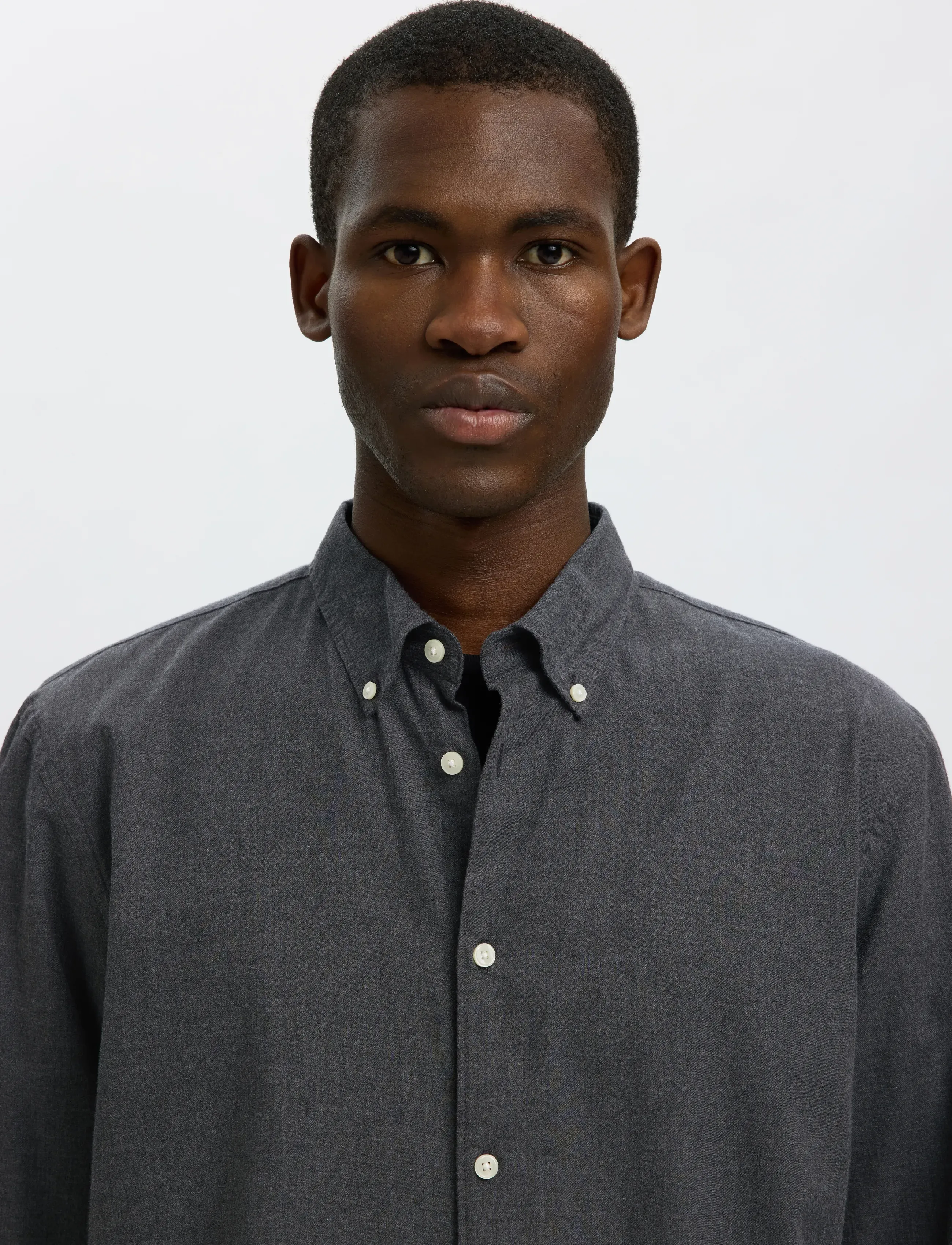 Selected - SLMREGCOLE JAY MELANGE LS SHIRT NOOS - mønstrede skjorter - dark grey melange - 4
