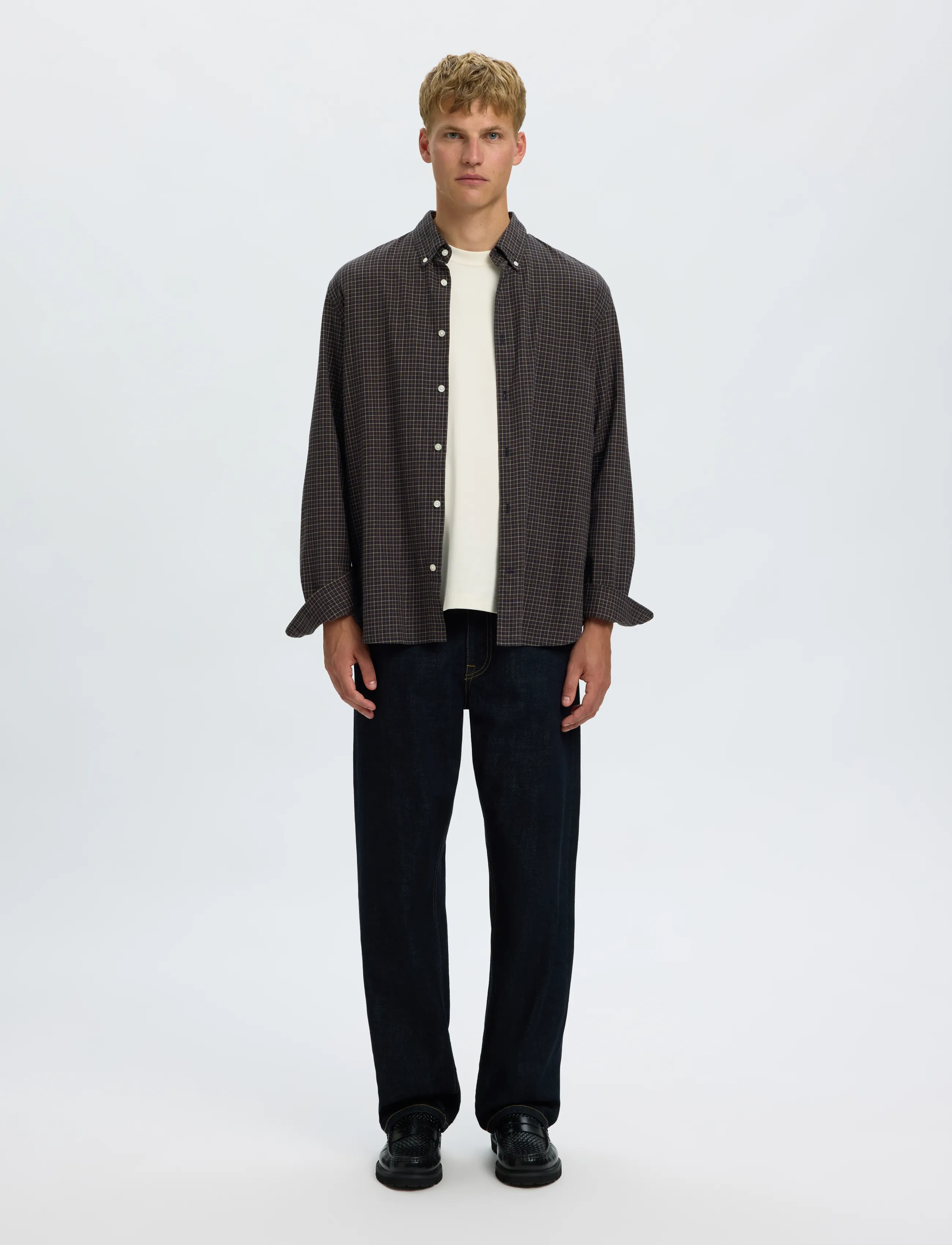Selected - SLMREGCOLE JAY MELANGE LS SHIRT NOOS - mustriga särgid - dark sapphire - 3