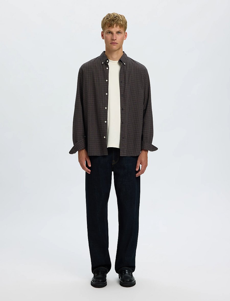 Selected - SLMREGCOLE JAY MELANGE LS SHIRT NOOS - mustriga särgid - dark sapphire - 3