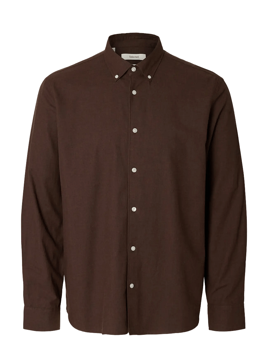 Selected - SLMREGCOLE JAY MELANGE LS SHIRT NOOS - mønstrede skjorter - delicioso - 1