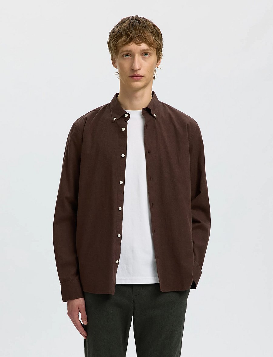 Selected - SLMREGCOLE JAY MELANGE LS SHIRT NOOS - mønstrede skjorter - delicioso - 0
