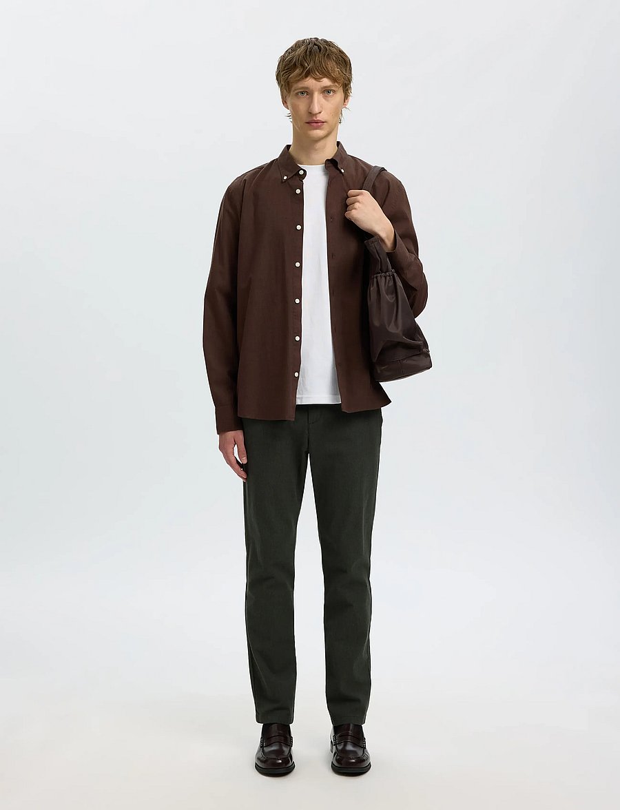 Selected - SLMREGCOLE JAY MELANGE LS SHIRT NOOS - mønstrede skjorter - delicioso - 5