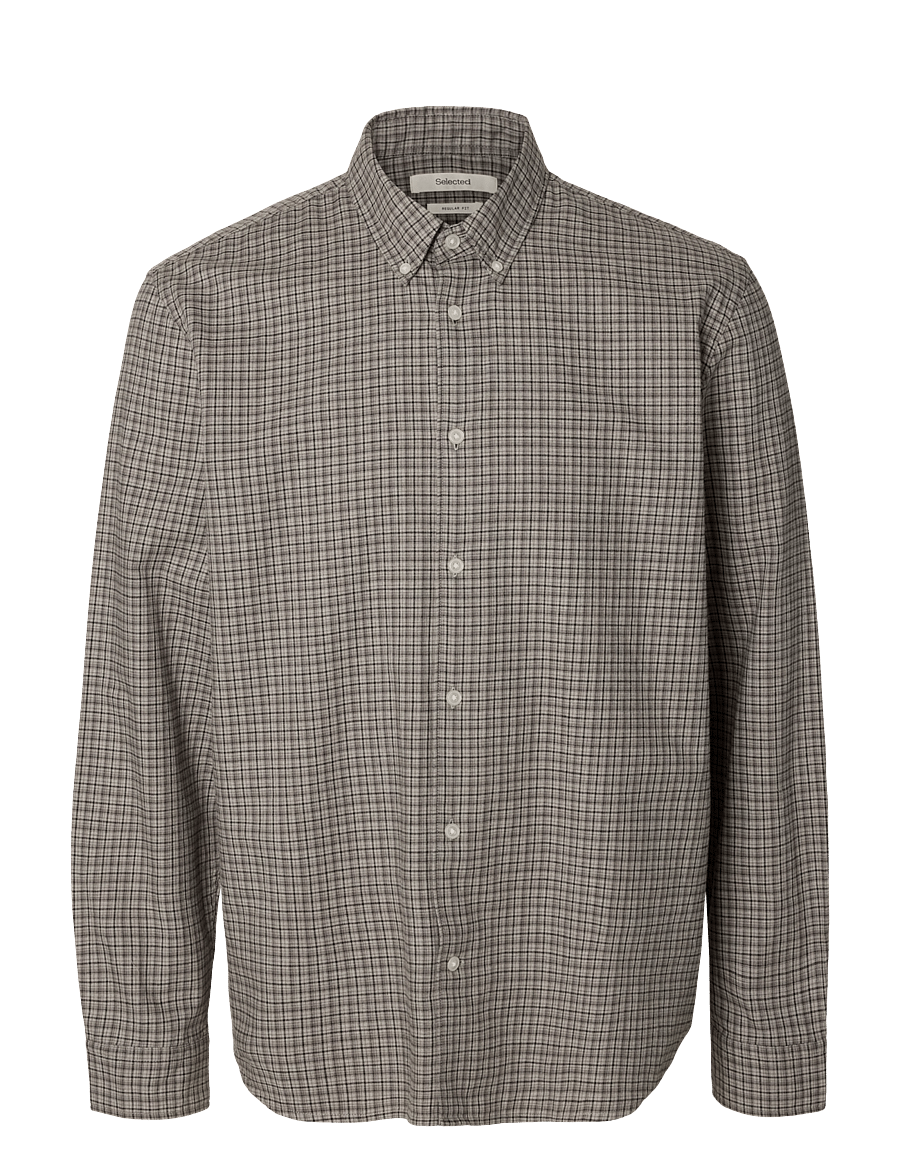 Selected - SLMREGCOLE JAY MELANGE LS SHIRT NOOS - mustriga särgid - paloma - 1