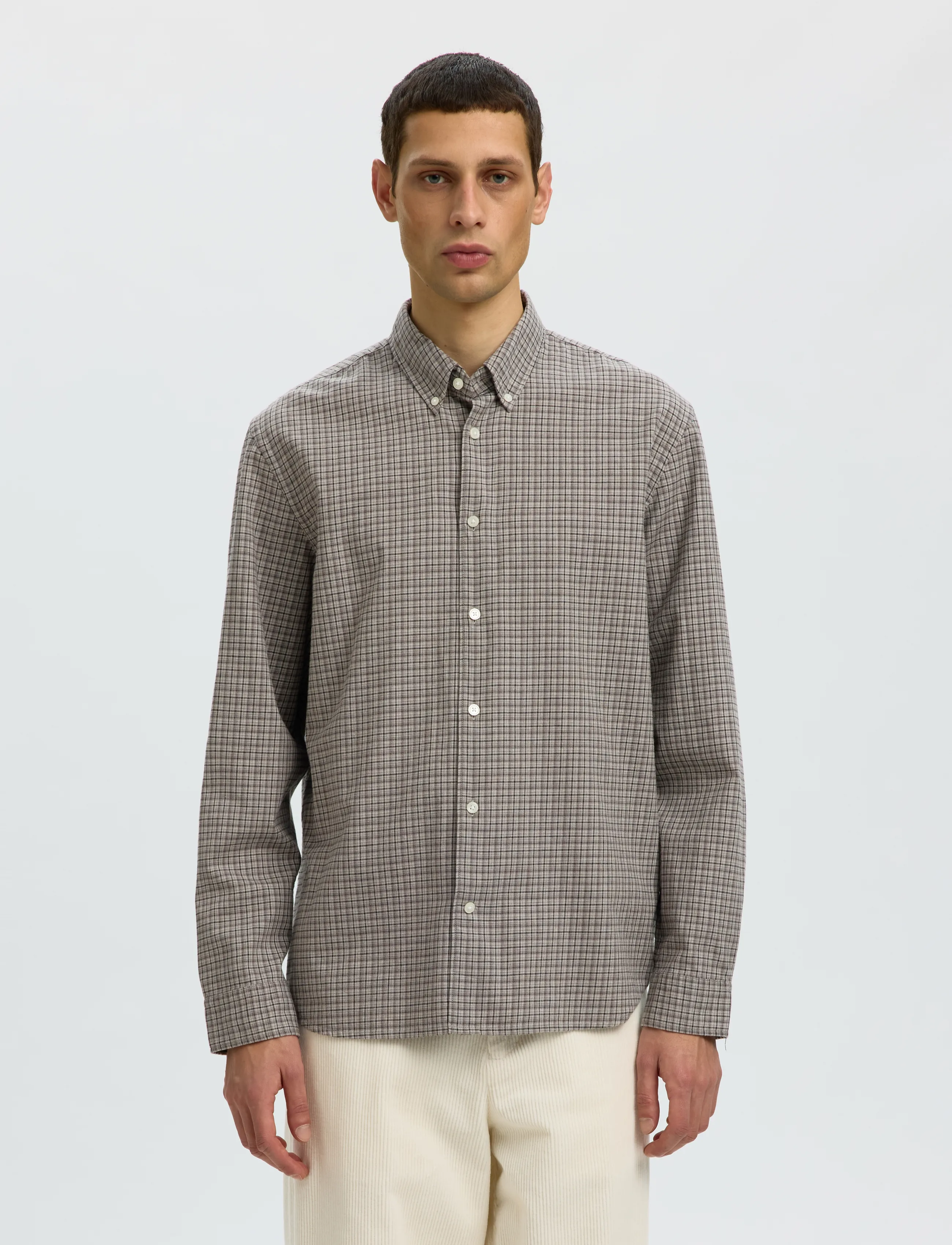 Selected SLMREGCOLE JAY MELANGE LS SHIRT NOOS - Vabaajasärgid - PALOMA / grey