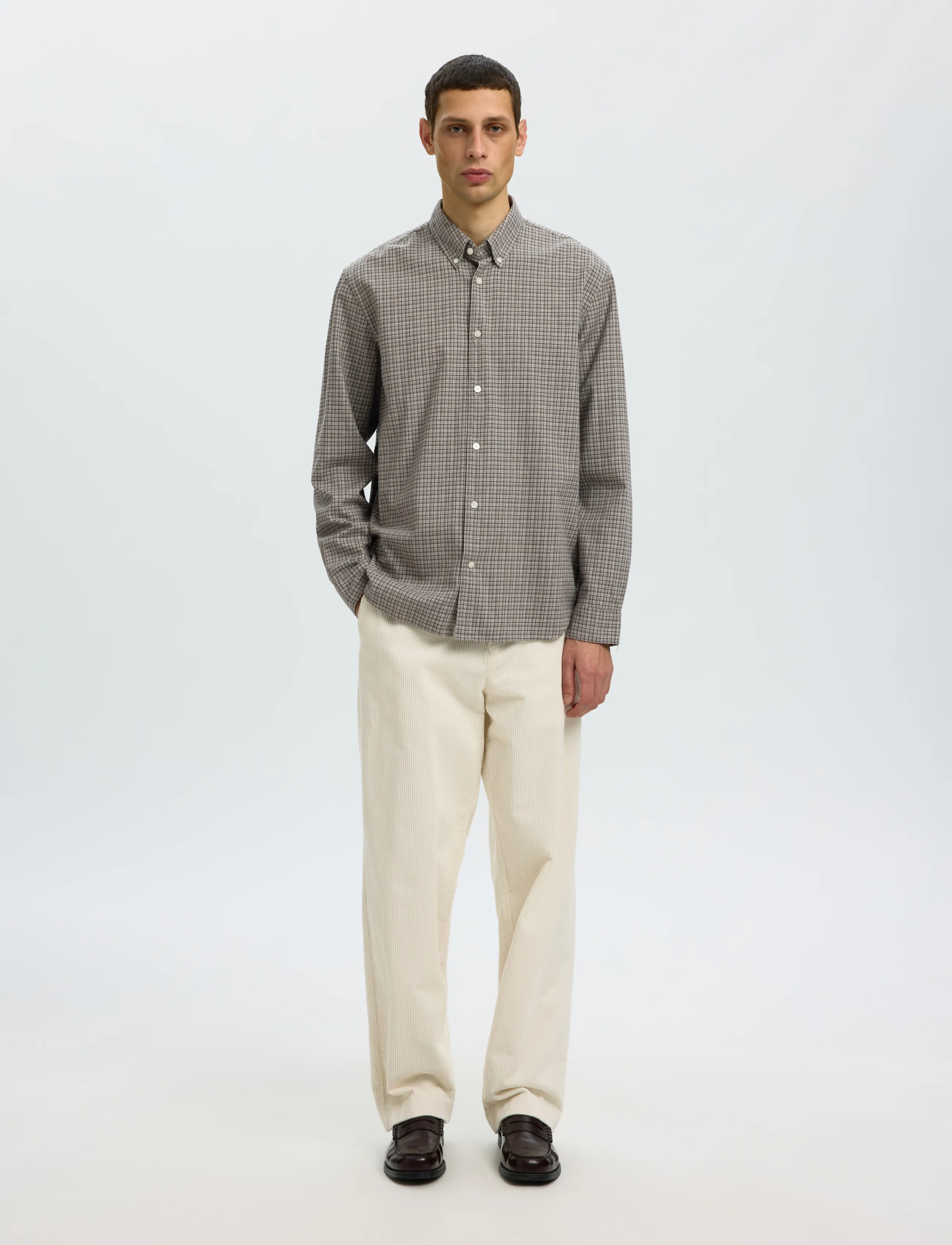 Selected - SLMREGCOLE JAY MELANGE LS SHIRT NOOS - mustriga särgid - paloma - 3