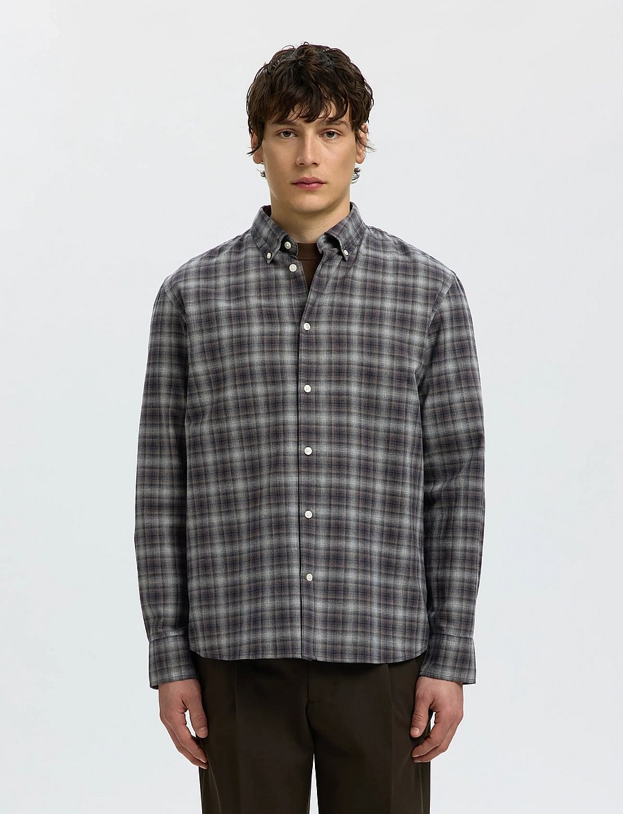 Selected - SLMREGCOLE JAY MELANGE LS SHIRT NOOS - mønstrede skjorter - sky captain - 0