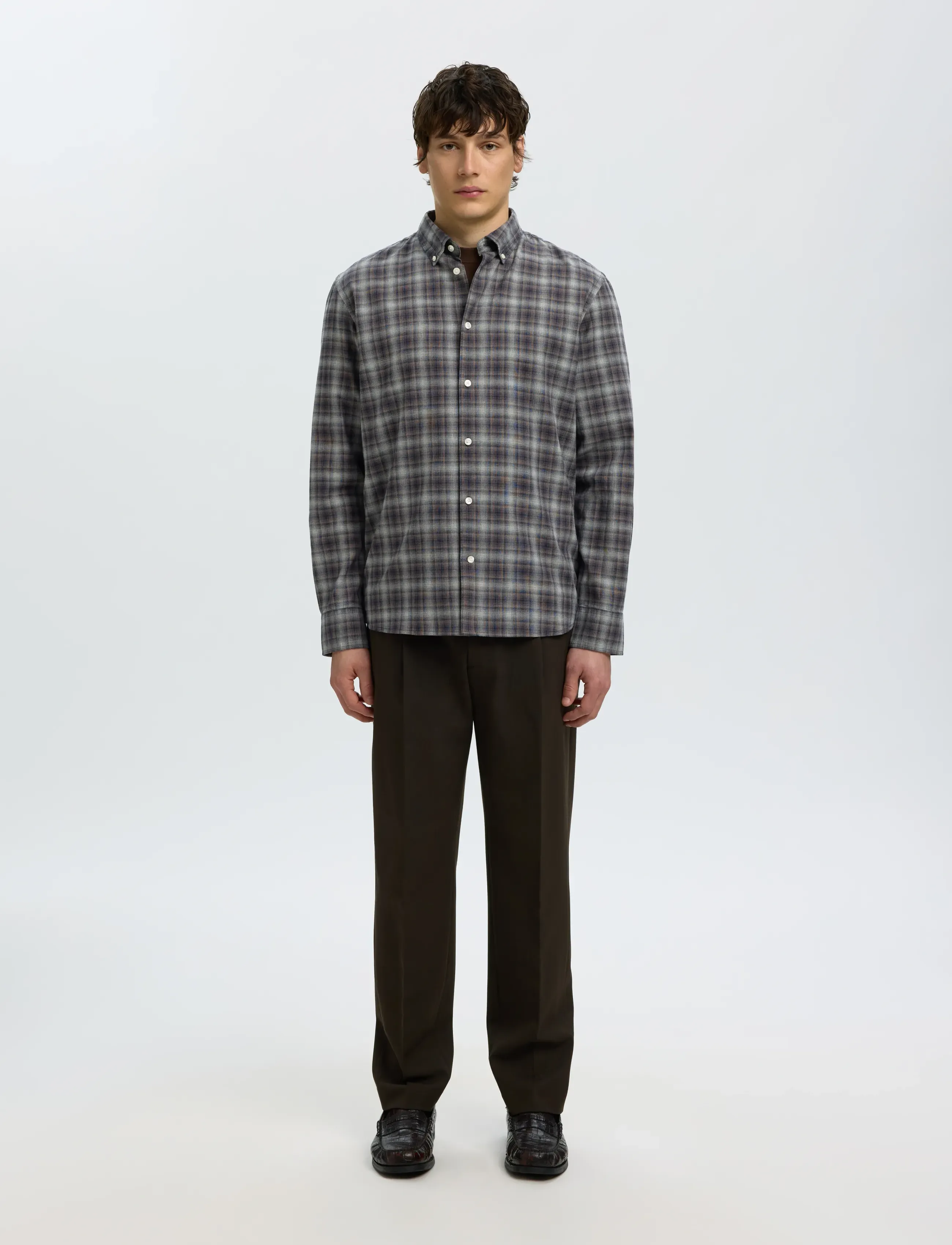 Selected - SLMREGCOLE JAY MELANGE LS SHIRT NOOS - mønstrede skjorter - sky captain - 3